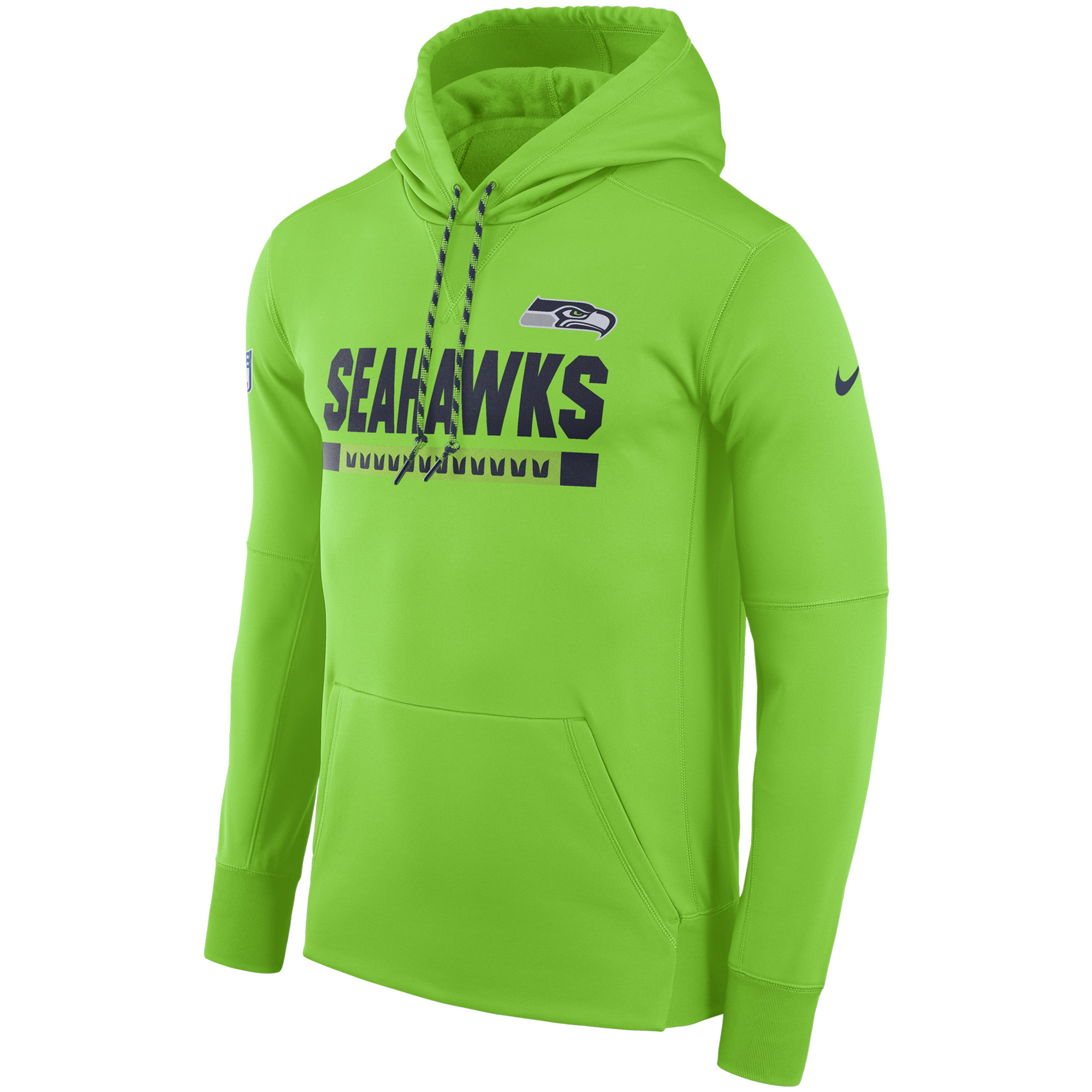 NFL Men Seattle Seahawks Nike Neon Green Sideline ThermaFit Performance PO Hoodie->seattle seahawks->NFL Jersey